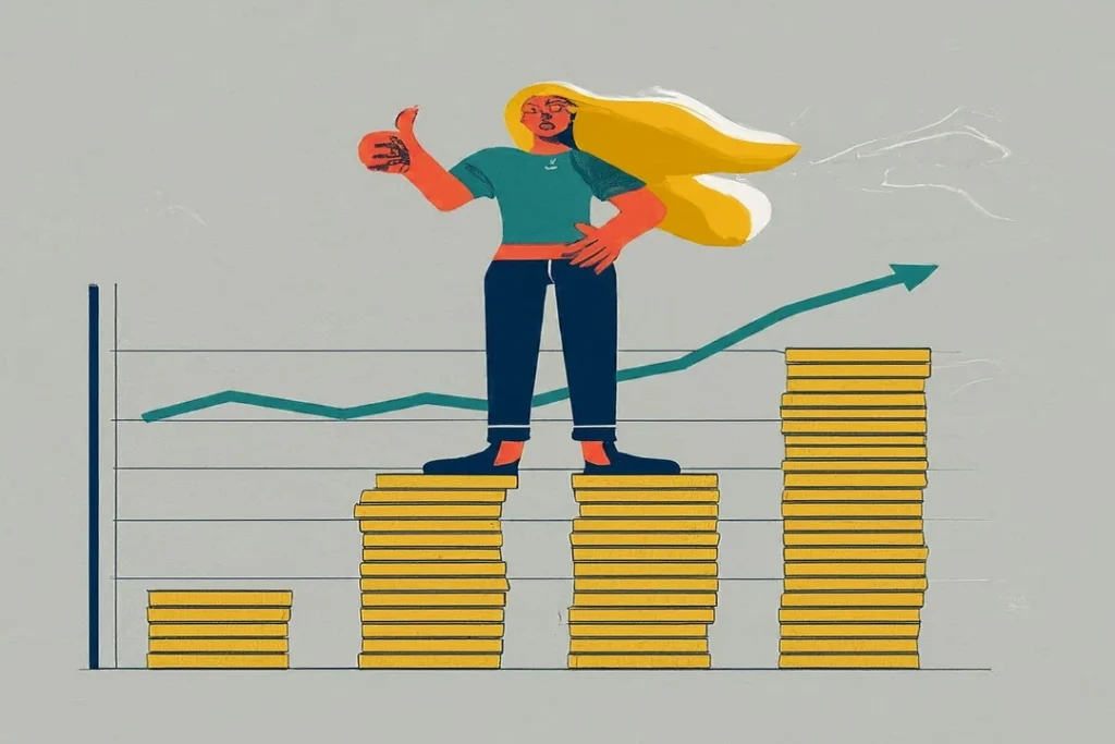 A person showing a thumbs up next to a financial graph.